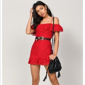 LACE RED BODYCON DRESS